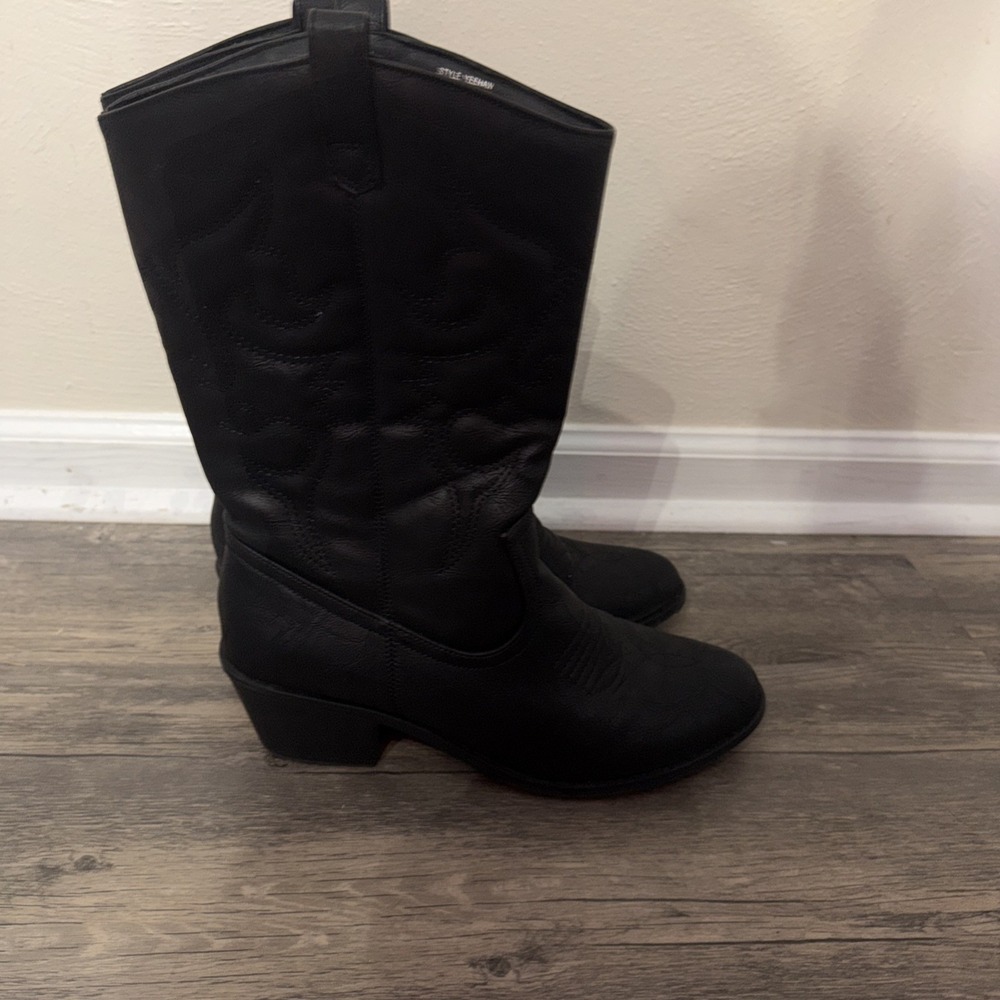 Charles Albert Women's 100% Vegan Leather Western Black Boots Yeehaw Size 11 - Picture 2 of 12